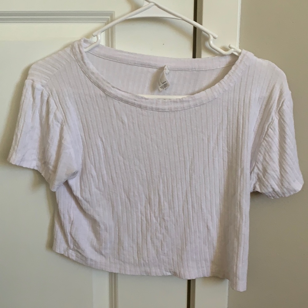 white cropped ribbed tee from forever 21